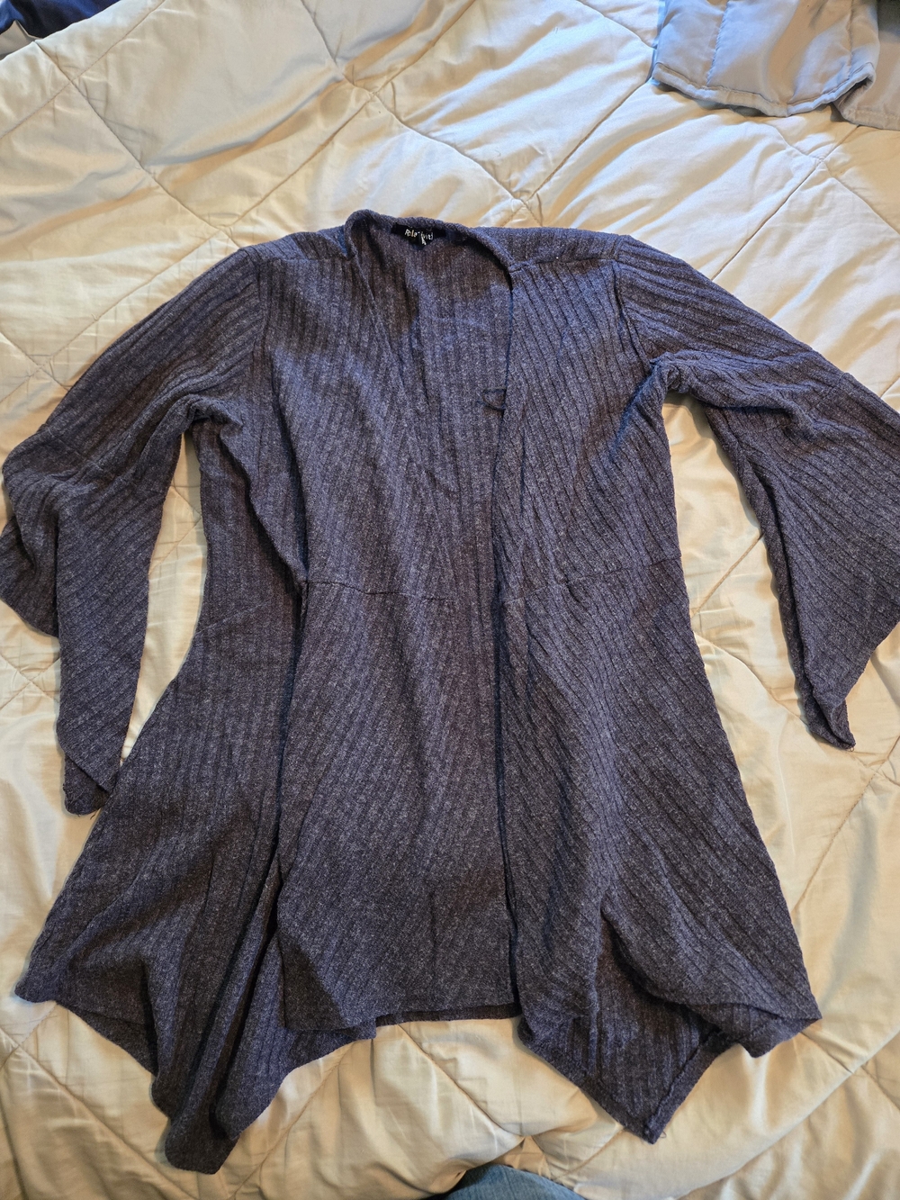 Relativity Ribbed Open Front Draped Cardigan